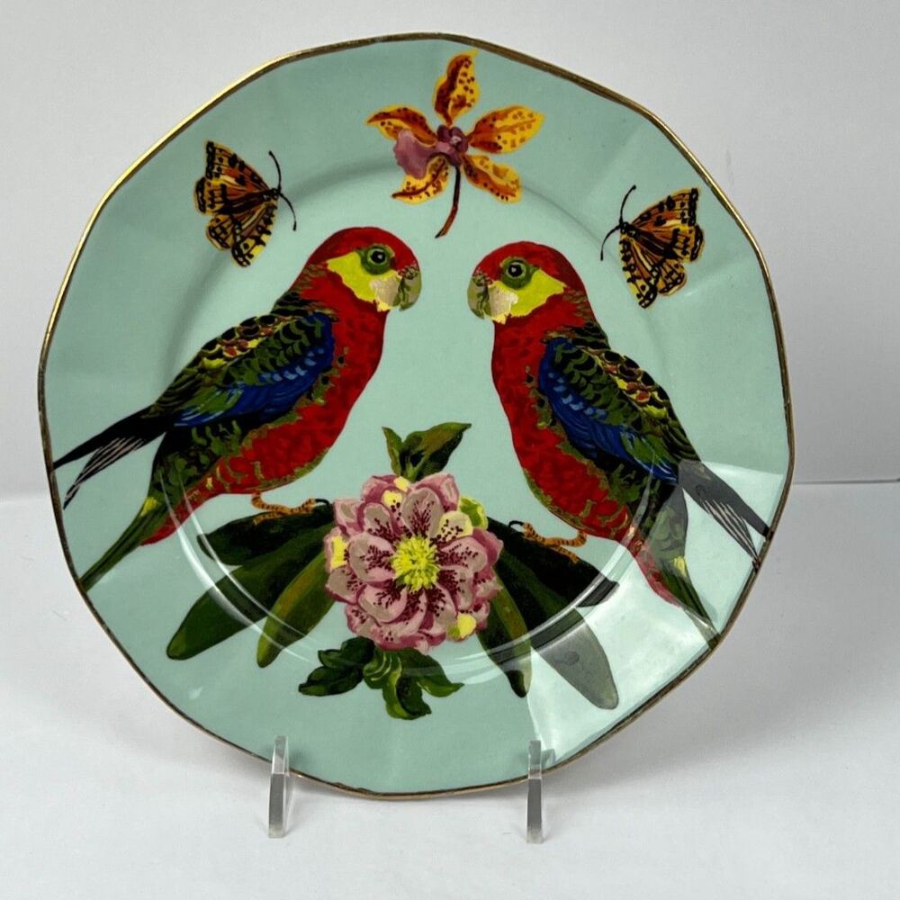 Anthropologie Nathalie Lete Titania 8" Parrot Dessert Plate Discontinued Pattern